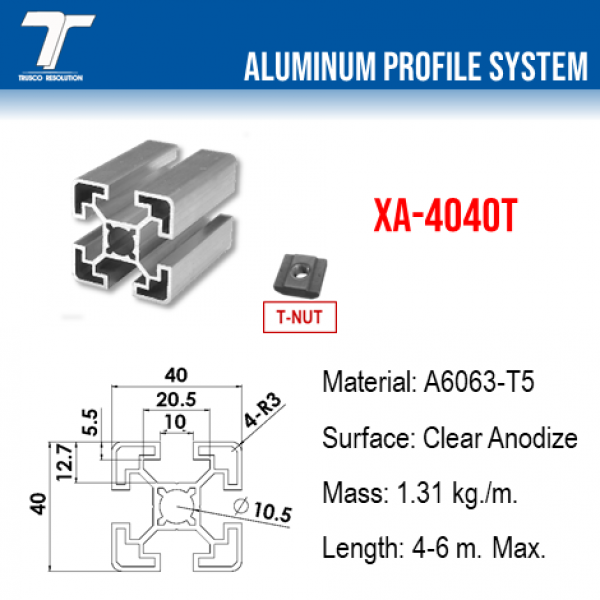 XA-4040T  ALUMINUM PROFILE